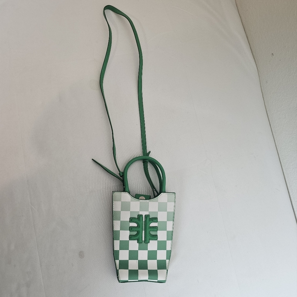 JW PEI Green Checkerboard Phone Crossbody Mini Bag Vegan Trendy IT Bag - Picture 7 of 12